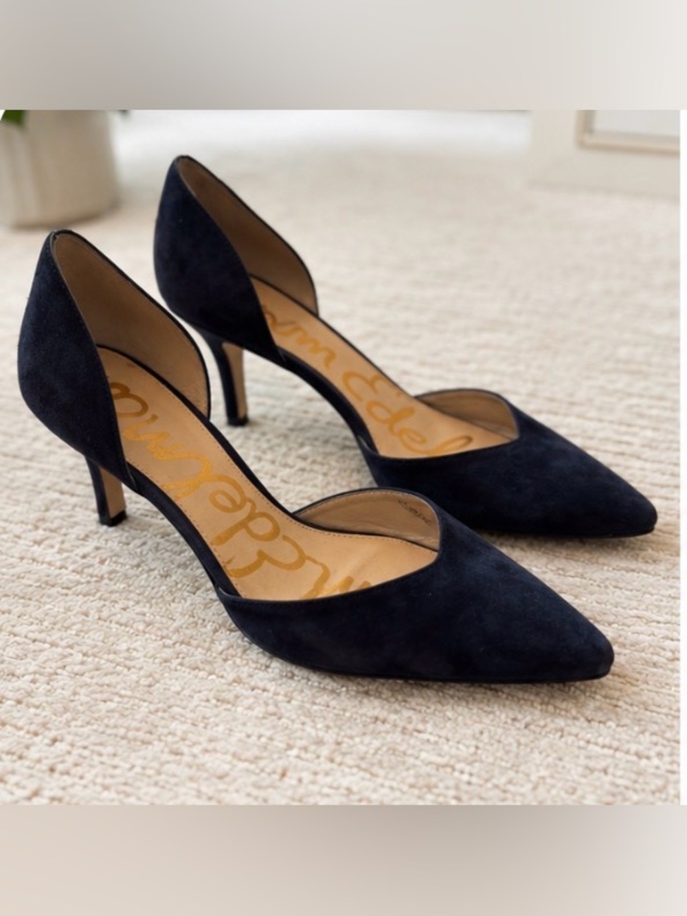 Sam Edelman Navy Suede D’Orsay Pointed Toe Pumps | Women’s Size 10